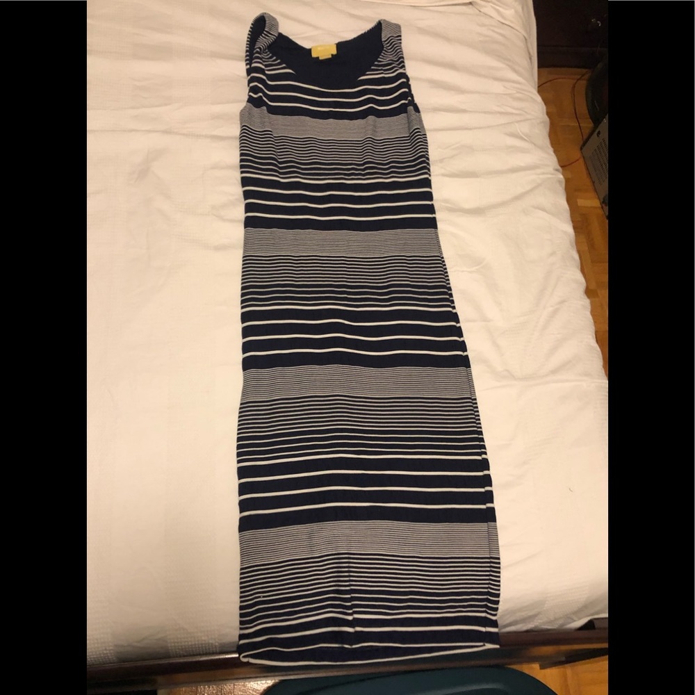 Anthropologie Maeve blue and white striped maxi dress